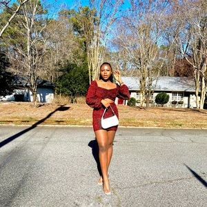 2 piece Red shinny dress